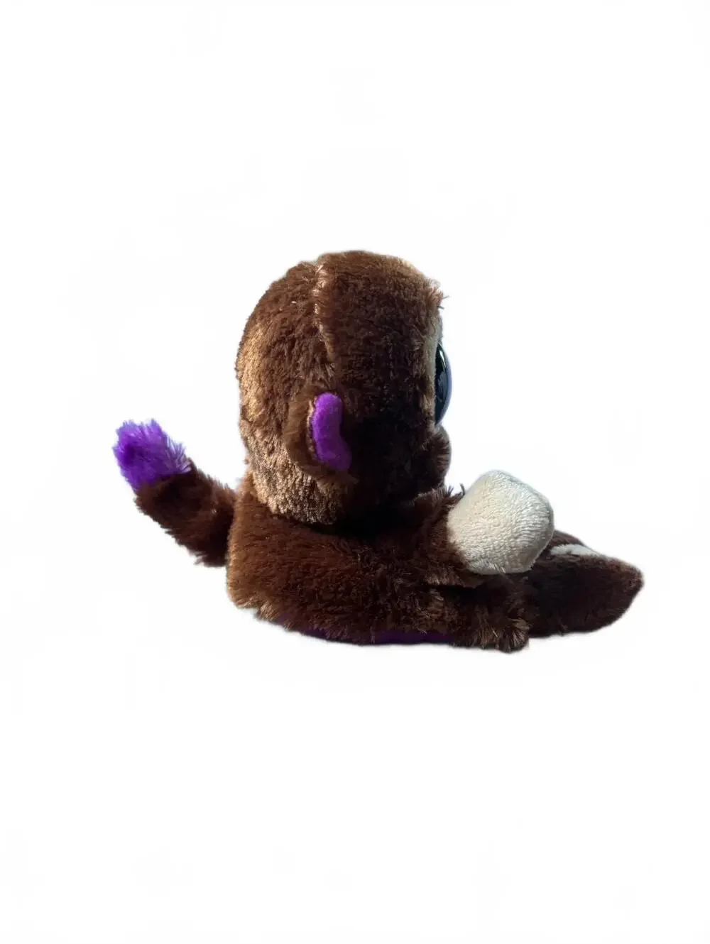 Ty Chimps Soft Fur Brown Monkey Purple Eyes and Ears Beanie Boo 5” Plush
